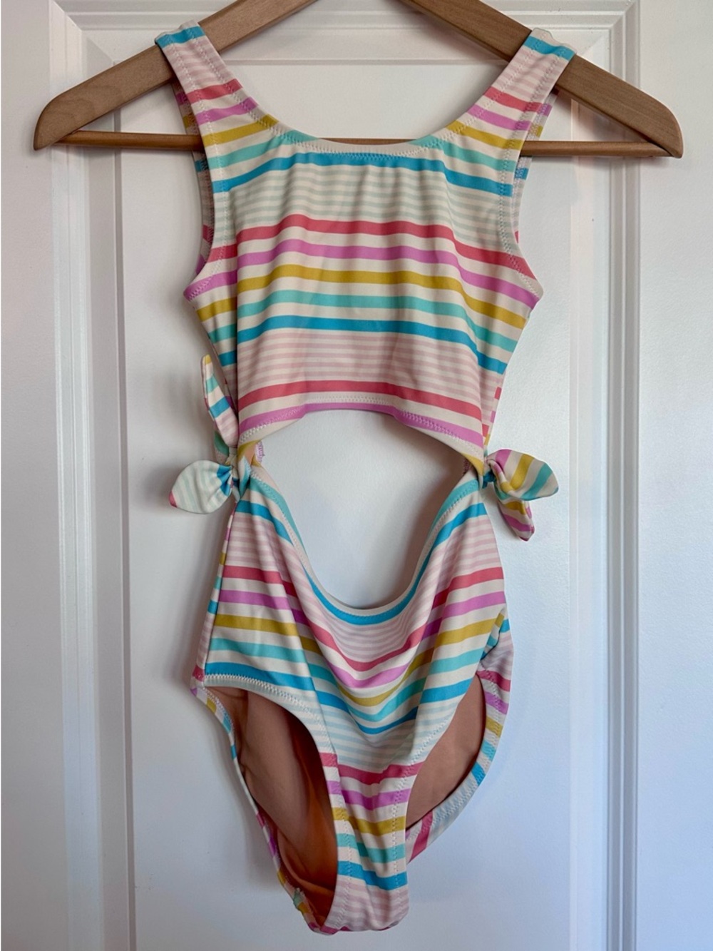 J. Crew crewcuts Pastel Striped Cut Out One Piece Lined Swimsuit